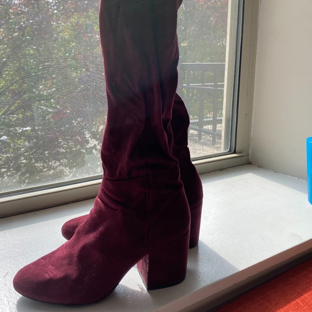 Thigh High Burgundy Suede Boots